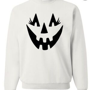 Halloween Jack o Lantern White Crew neck Longsleeve NEW